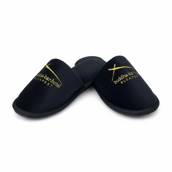 new Buddha-Bar Hotel Budapest ✪ Super Soft Spa Slippers ✪ Black + Gold ✪ Large - Picture 2 of 16